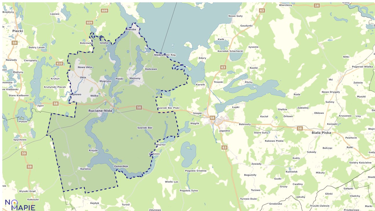 Mapa obszarów ochrony przyrody Rucianego-Nidy